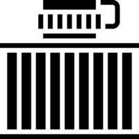 A black and white icon of a container with a cup vector