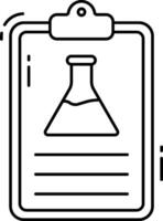 A chemical flask icon on a clipboard vector