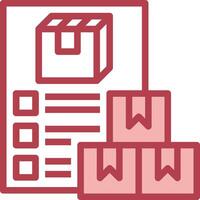 A red and white icon of a box and a check box vector