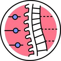A pink and blue circle with a line of dots vector