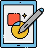 A tablet with a pen and a square vector