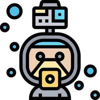 A cartoon man wearing a helmet and holding a camera vector