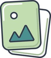 A green folder with a mountain on it vector