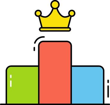 un Rey es sentado en parte superior de un apilar de de colores bloques vector