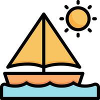 Sailboat with sun and sail icon vector