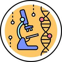 A microscope and dna are in a circle vector