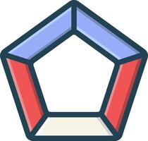 A hexagon with red, blue and white colors vector