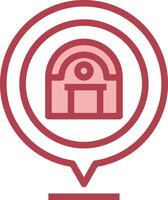 A red icon with a building in the center vector
