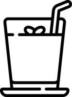 A black and white illustration of a drink with a straw vector