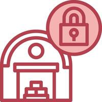 A red icon with a padlock and a building vector