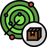 A green and brown box with a compass and a green circle vector