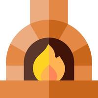 A brick oven with a fire inside vector