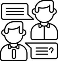 A black and white image of two people with speech bubbles vector