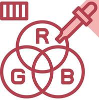 A red and white logo with three circles and a pen vector