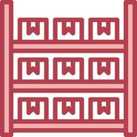 A rack of books with a red background vector