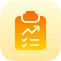A yellow and orange clipboard icon with a check mark vector