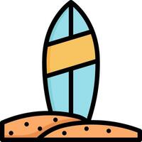 A surfboard on a beach with sand vector