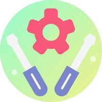 A flat icon of two wrenches and a gear vector