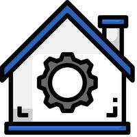 A house with a gear wheel inside vector