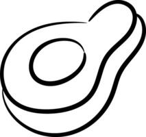 A black and white drawing of an avocado vector