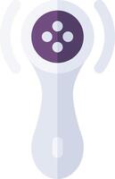 A white and purple remote control with four buttons vector