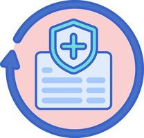 A shield with a plus sign on top of a document vector