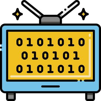 An old television with binary code on it vector