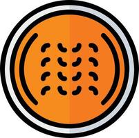 A circular icon with a black and orange design vector