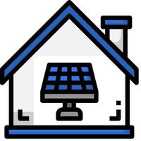 A house with a solar panel on the roof vector