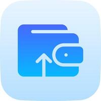 A blue wallet icon with an arrow pointing up vector