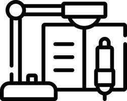 A black and white illustration of a microscope vector