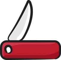 A red knife with a white handle vector