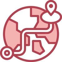 A red and white globe with a pin on it vector