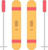 Two skis with poles and a pole vector