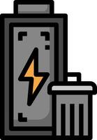 Battery and trash can icon illustration design vector
