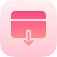 A pink card with an arrow pointing down vector