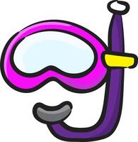 A cartoon mask and snorkel with a purple handle vector