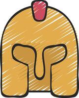 A drawing of a helmet with a red head vector