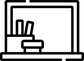 A black and white image of a laptop and a pencil vector