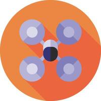 A flat icon of a drone with four propellers vector