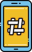 Hashtag icon on a tablet computer vector