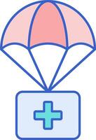 A parachute with a medical box on top vector