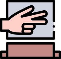 A hand pointing at a computer screen vector