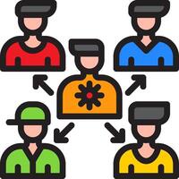 People connected with arrows and icons vector