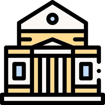 un edificio con un grande frente puerta y columnas vector