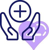 A purple heart with a plus sign on it vector