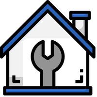 A house with a wrench in the middle of it vector