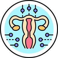 The uterus is shown in a circle with dots around it vector