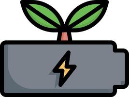 An icon of a battery with a plant growing out of it vector