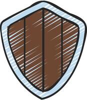 A shield icon with a brown and blue color vector
